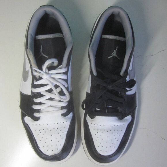 Nike Mens Air Jordan 1 Low 553558 Size 10 Black / Gray Leather Sneakers  w/ Flaw main image 10